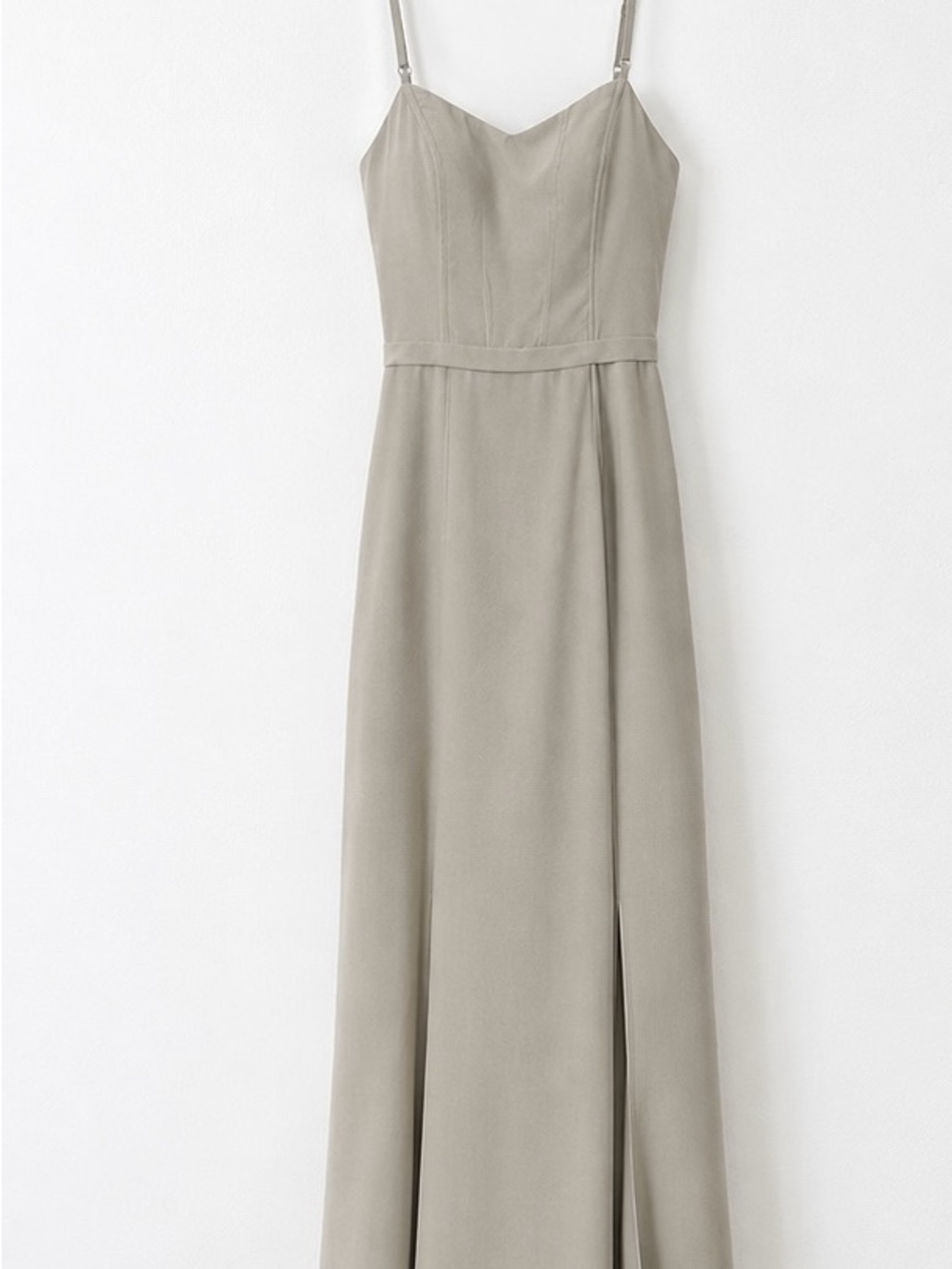Revelry Silver Sage bridesmaid dress
